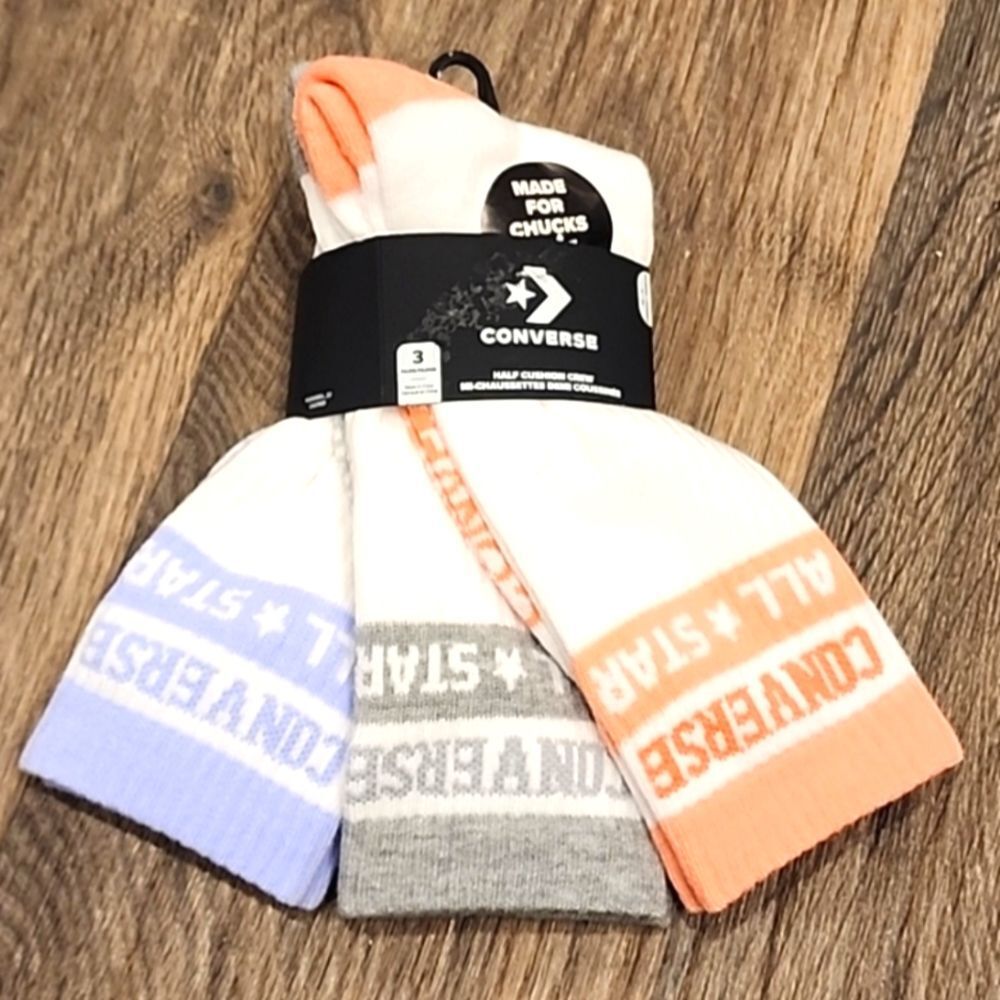 Converse All Star Made For Chucks Striped Logo Crew Socks - Picture 2 of 4